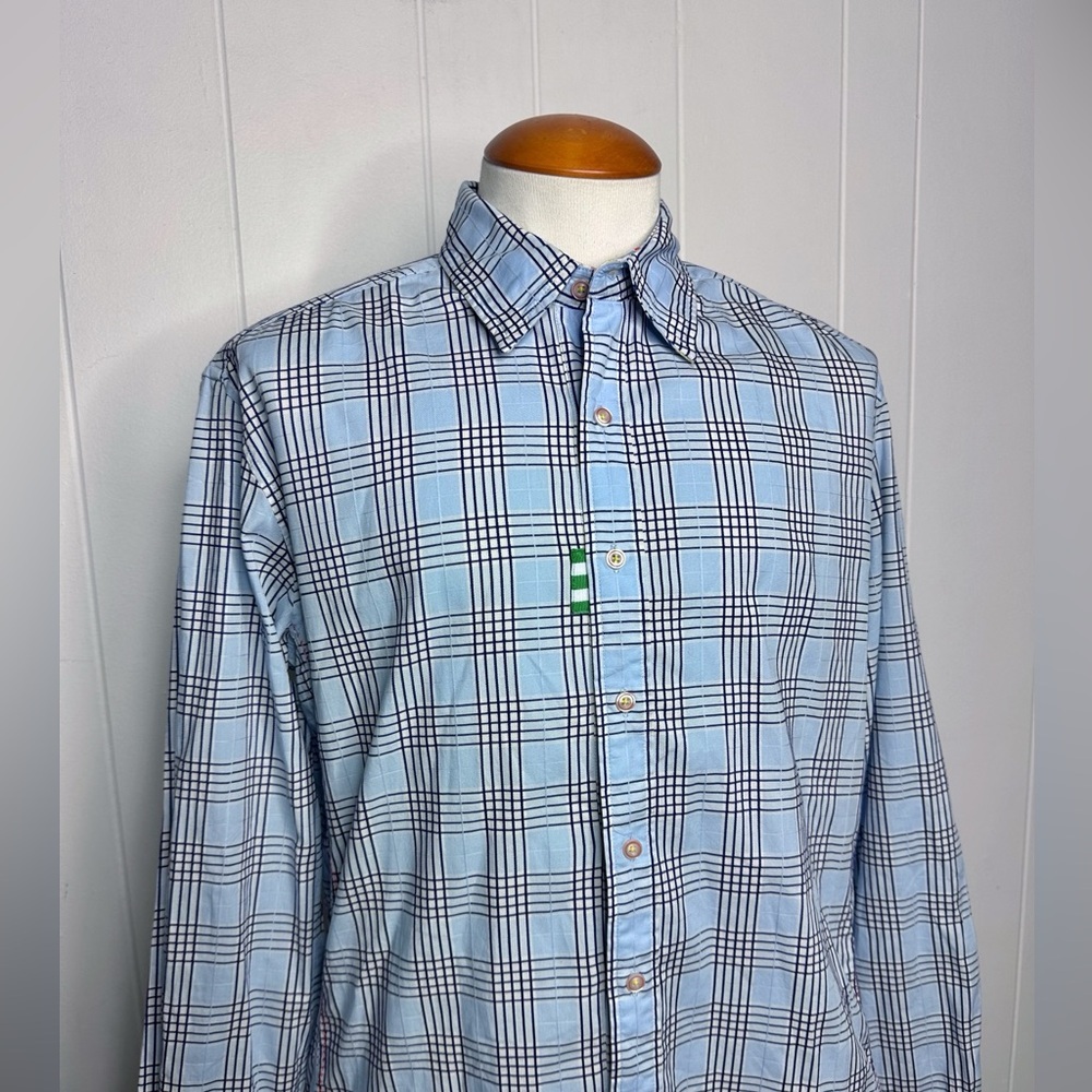 Robert Graham Blue Checkered Plaid Casual Shirt